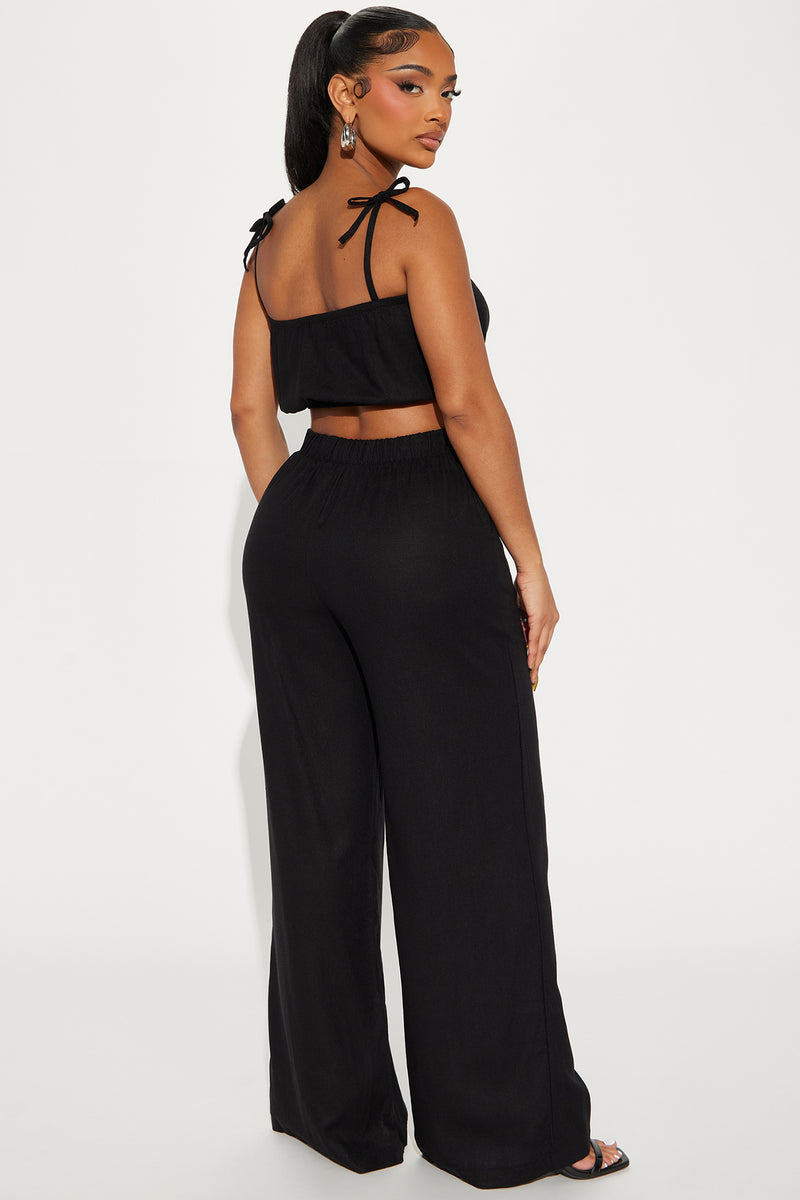 Always Living Linen Pant Set - Black | Fashion Nova, Matching Sets ...