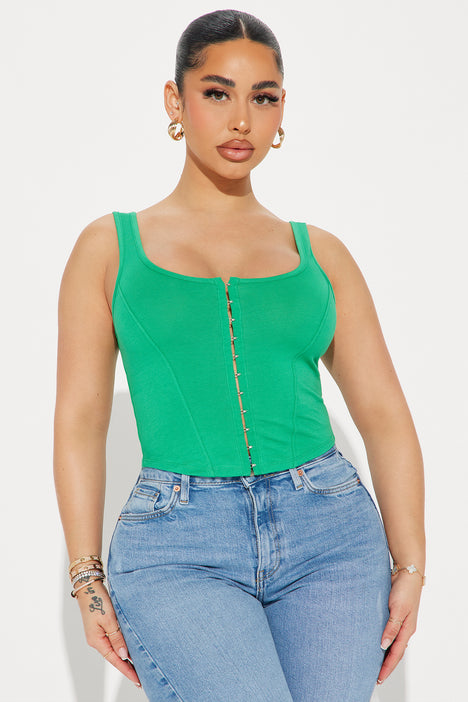 Becky Hook And Eye Top - Kelly Green