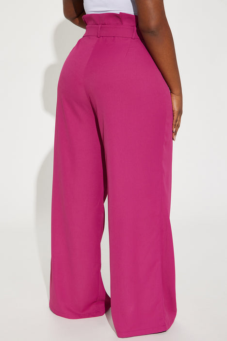 Pink Belted Pants - High-Waisted Pants - Wide-Leg Pants - Lulus