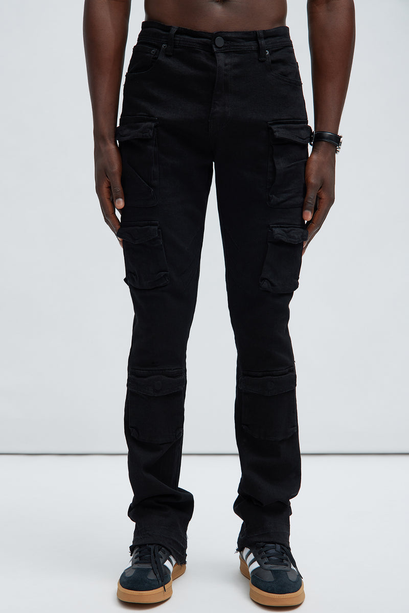 Fray The Way Stacked Skinny Flare Jeans - Black | Fashion Nova, Mens ...