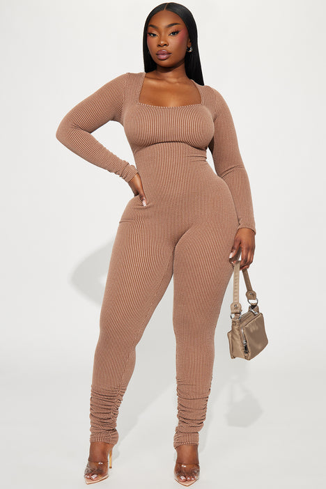 Chicago Ribbed Jumpsuit - Brown