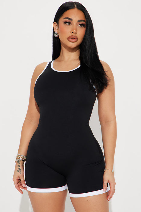 Pump It Up Active Romper - Black/White