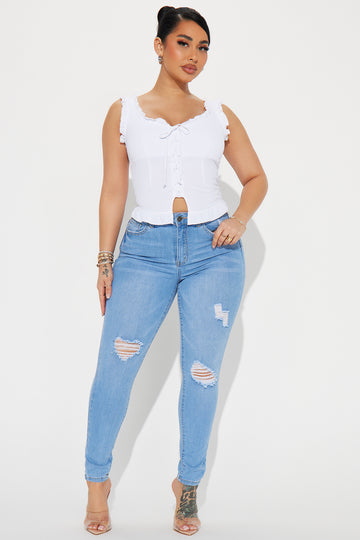 On Fleek High Rise Skinny Jeans - Medium Blue Wash, Fashion Nova, Jeans