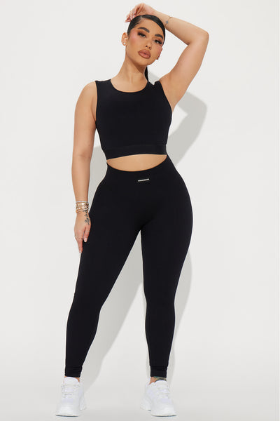 Fighter Ribbed Active Legging In Infinity Seamless - Black