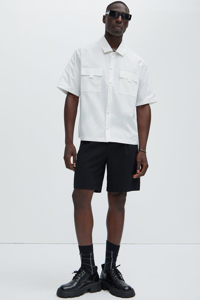Davitt Nylon Shirt - White | Fashion Nova, Mens Shirts | Fashion Nova