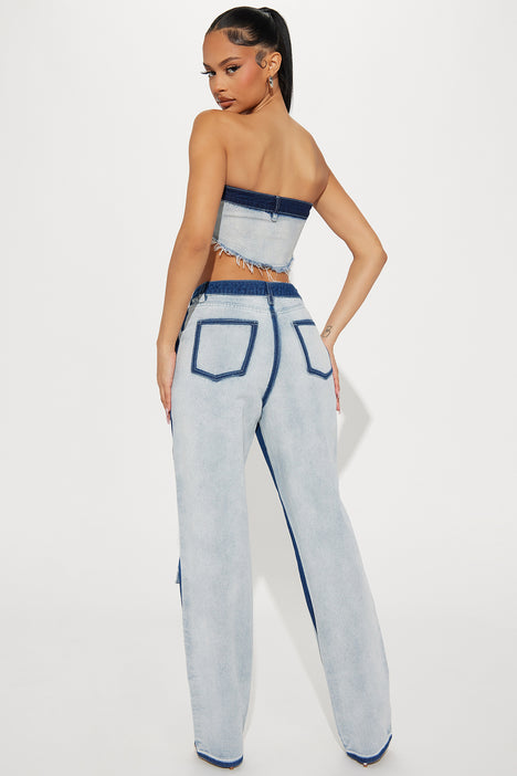 Hang With Me Denim Pant Set - Light Wash, Fashion Nova, Matching Sets