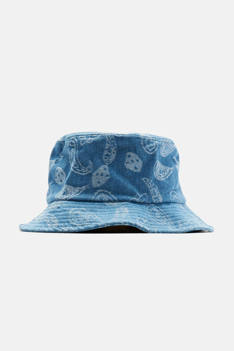 Men's Paisley Denim Bucket Hat in Blue by Fashion Nova | Fashion Nova