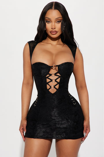 Image of Liliana Lace Micro Mini Dress - Black