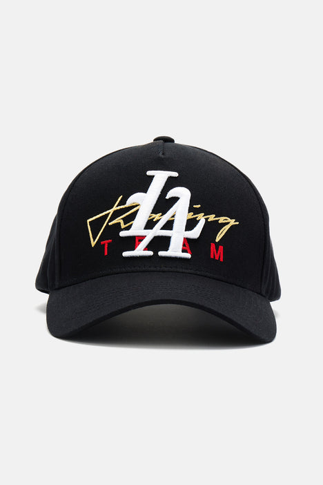 LA Trucker Hat - Black/Black, Fashion Nova, Mens Accessories