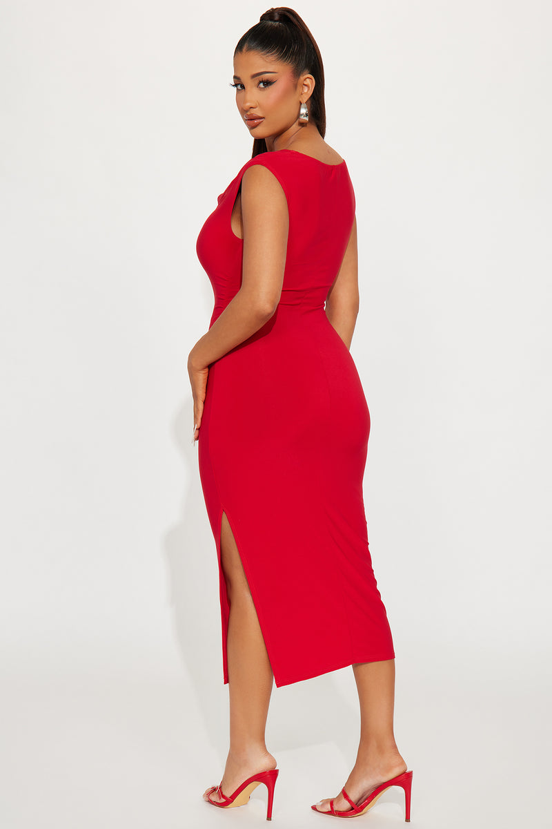 R13 Red Elongated Midi Dress