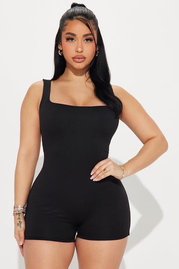 Image of Shania Double Lined Romper - Black