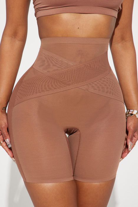 Chocolate Cropped Fitted Mesh Top