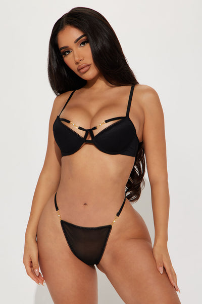 Lowkey In To You Bra and Panty Set - Black