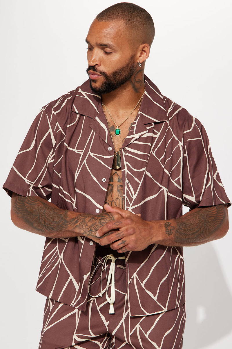 All The Way Up Cuban Shirt - Brown | Fashion Nova, Mens Shirts ...