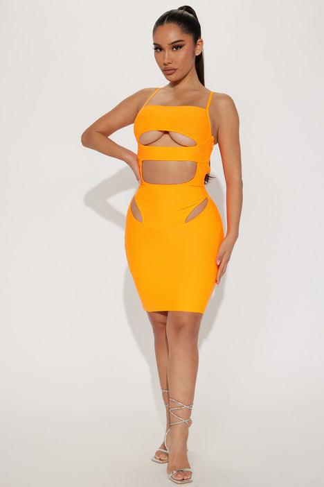 Stone Cold Mesh Mini Dress - Orange/combo