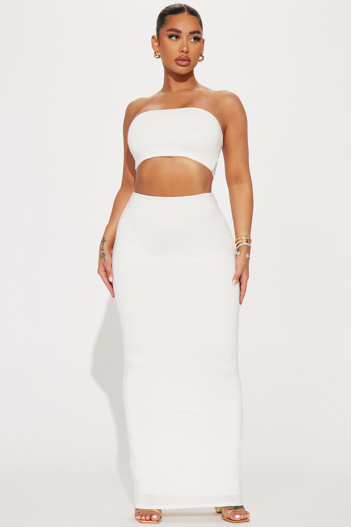 In No Time White Strapless Crop Top