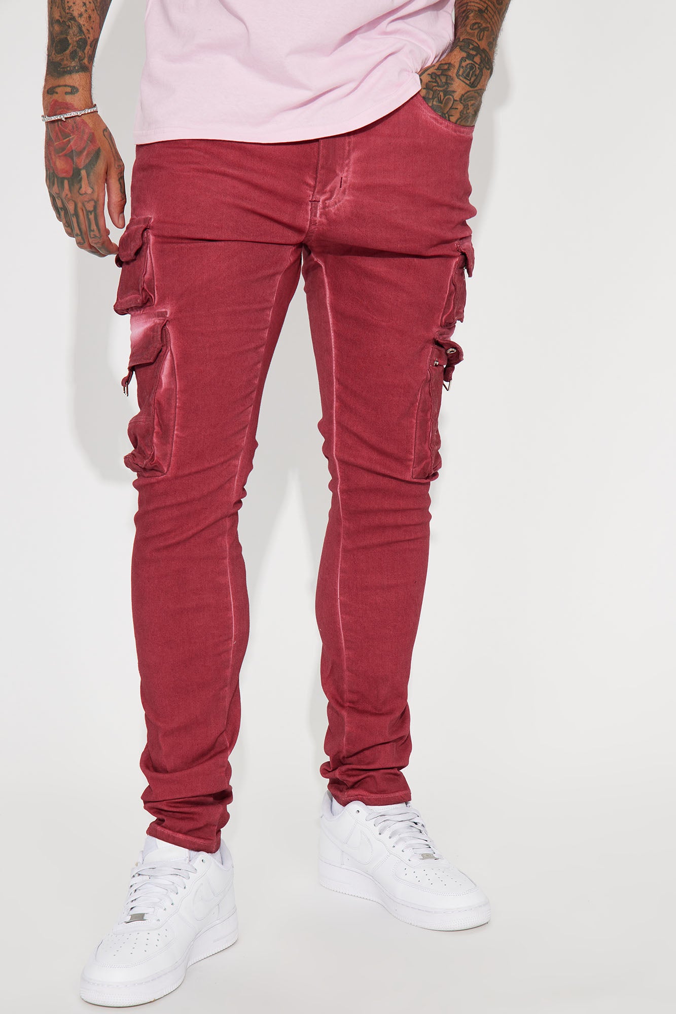 Mens Stacked Bloody Red Skinny Jeans -  Norway
