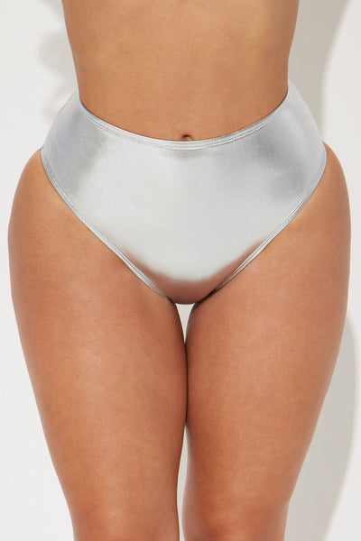 Silver Metallic High Leg Bikini Bottoms