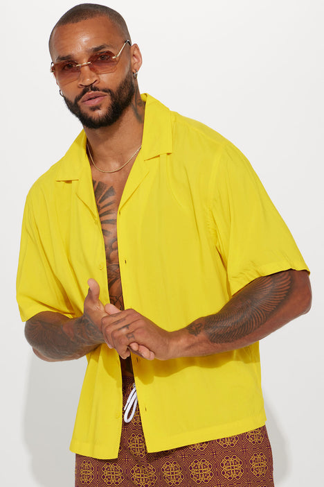 Dawson Relaxed Cuban Shirt - Yellow | Fashion Nova, Mens Shirts