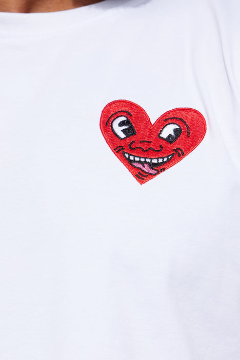 Keith Haring Heart T-Shirt in White - Size Large