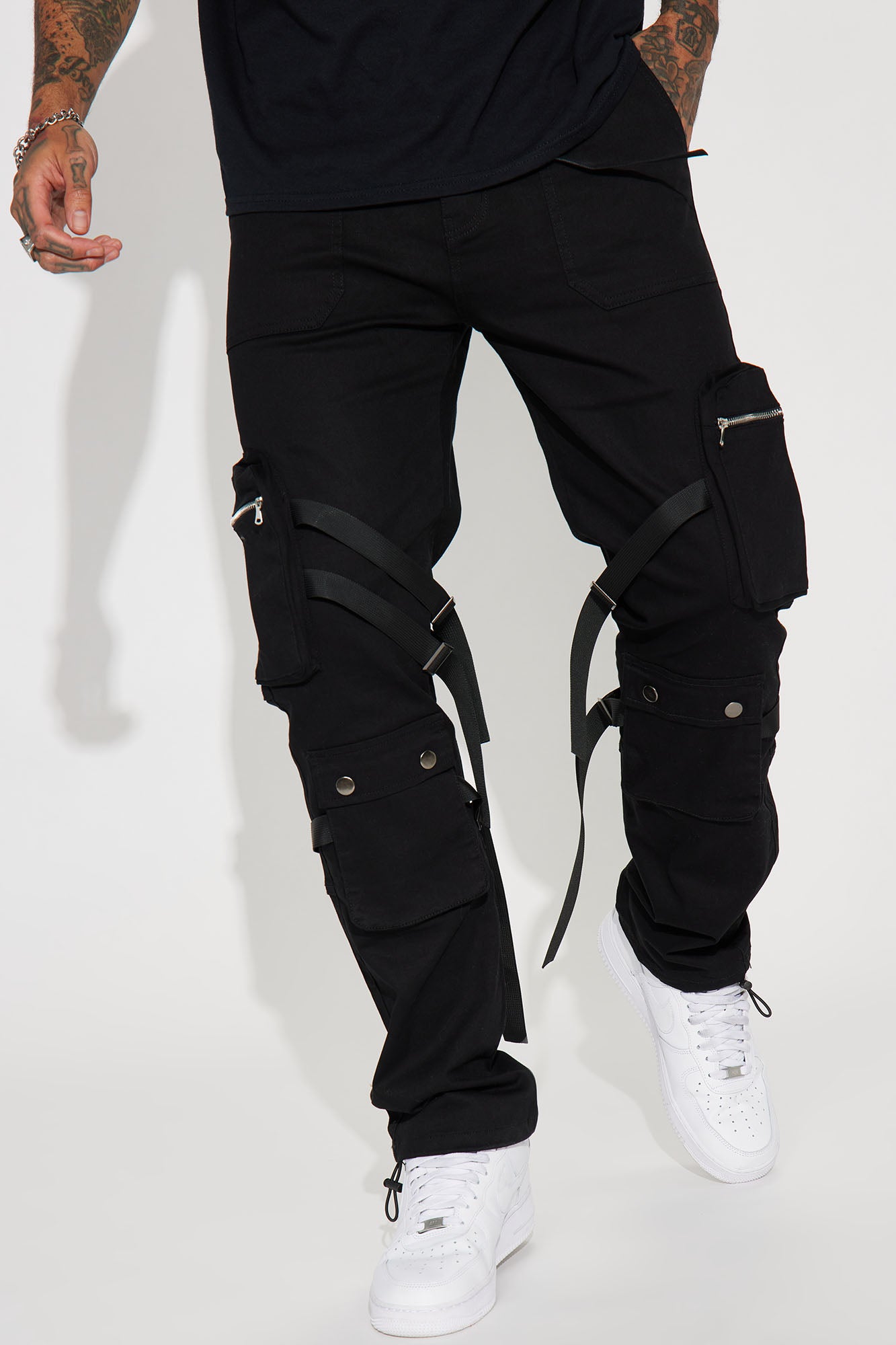 Gothic Black Strap Buckle Zipper Faux Leather Pants | RebelsMarket