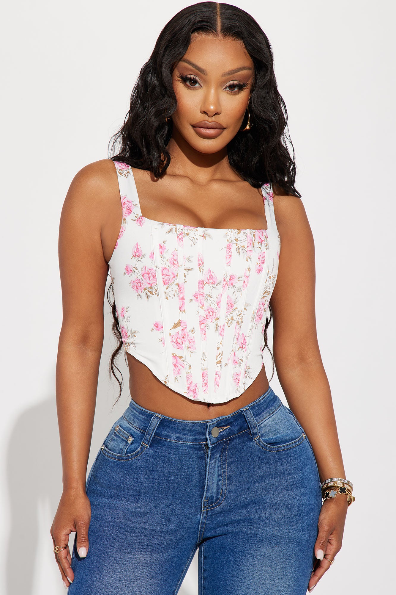 The Perfect Day Floral Corset Top - White/combo