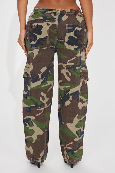 Level You Up Camo Cargo Pant - Olive/combo