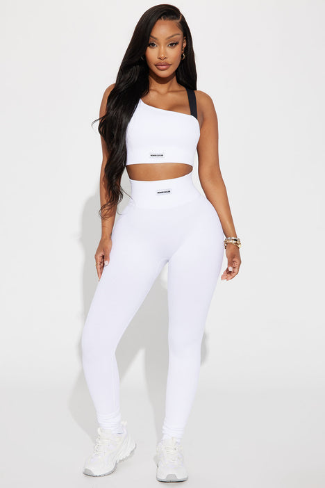 Womens After Cardio Ribbed Active Leggings In Power Flex in White Size  Medium by Fashion Nova