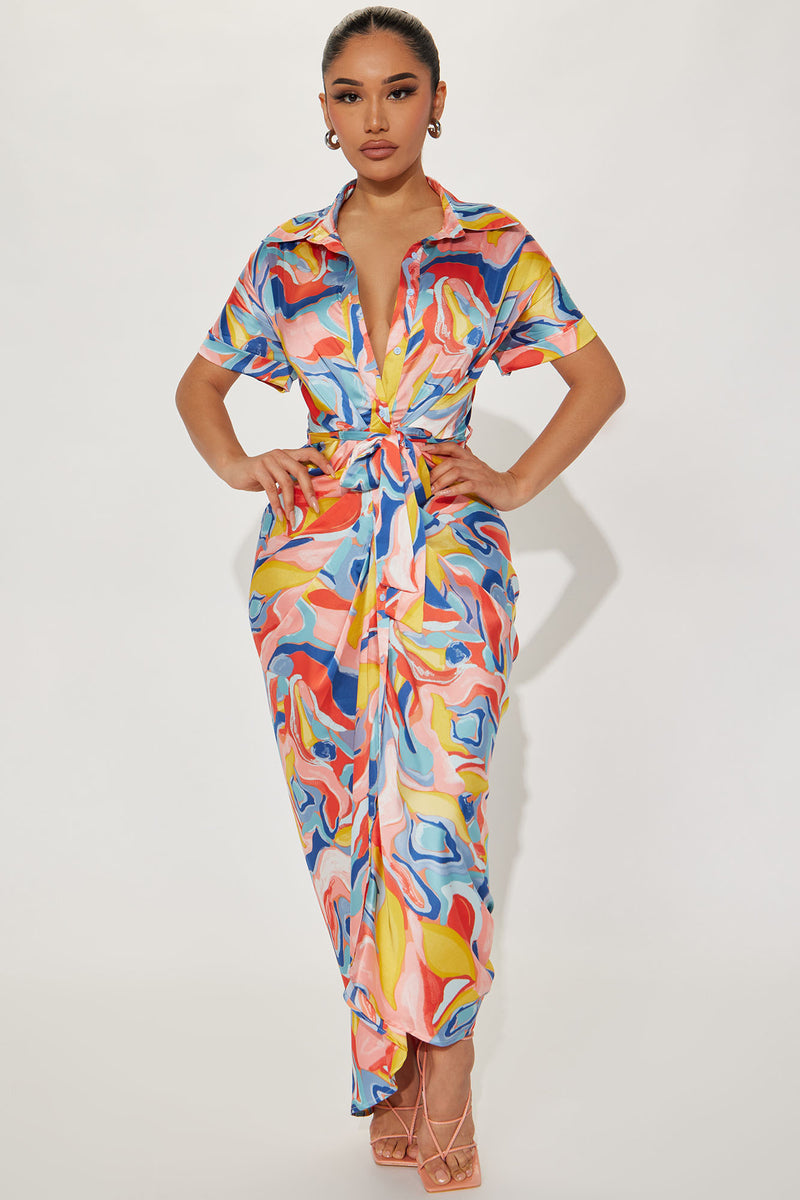 Hailey Button Up Maxi Dress - Blue/combo | Fashion Nova, Dresses ...