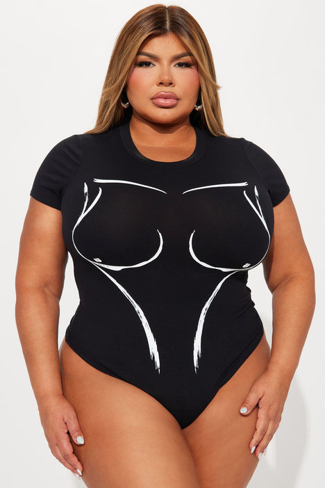 Michelle Ruched Bodysuit - Black, Fashion Nova, Bodysuits