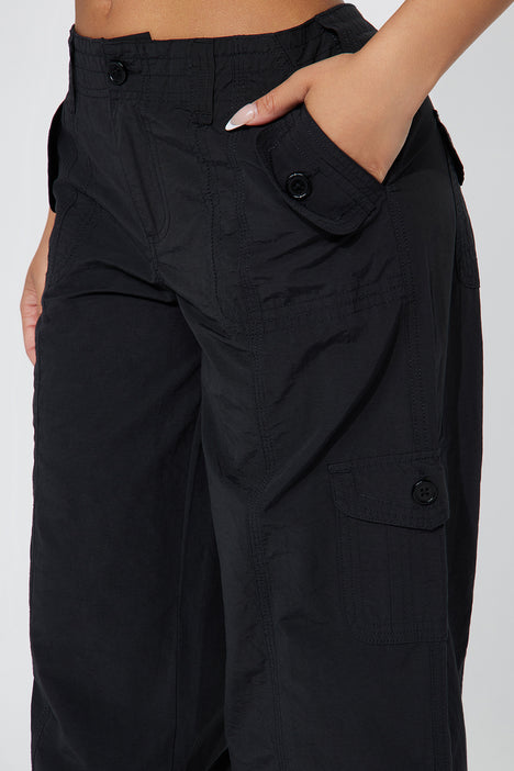 Harlow Cargo Parachute Pant - Black, Fashion Nova, Pants