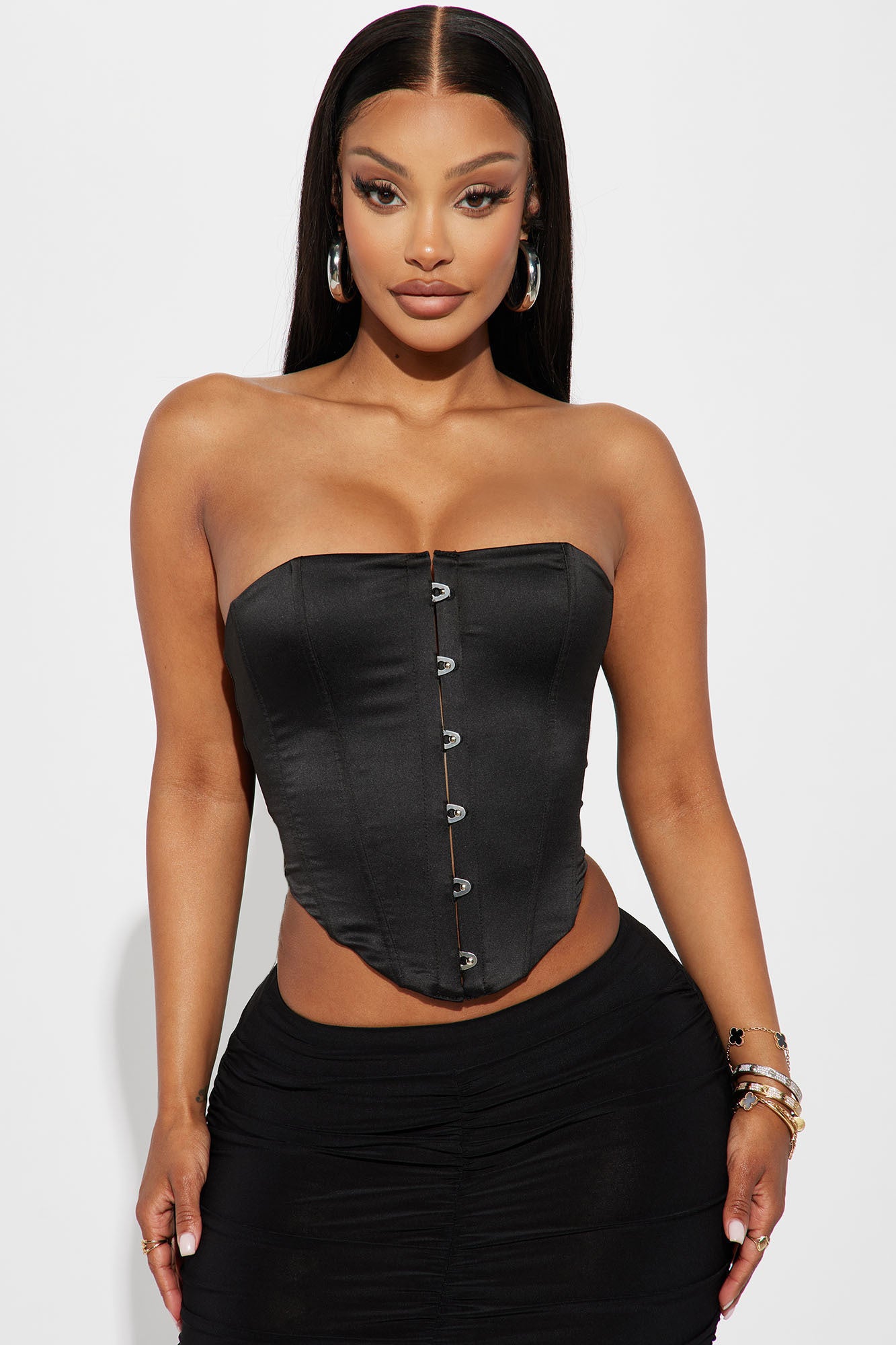 Black satin top corset - STATNAIA