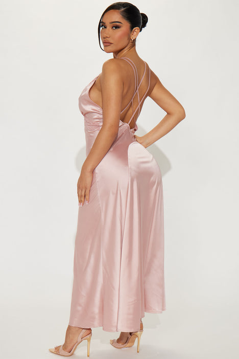 Aubree Satin Maxi Dress - Blush, Fashion Nova, Dresses