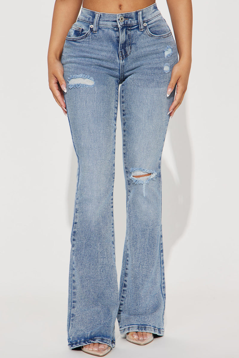 Petite All The Best Stretch Flare Jeans - Light Wash | Fashion Nova ...