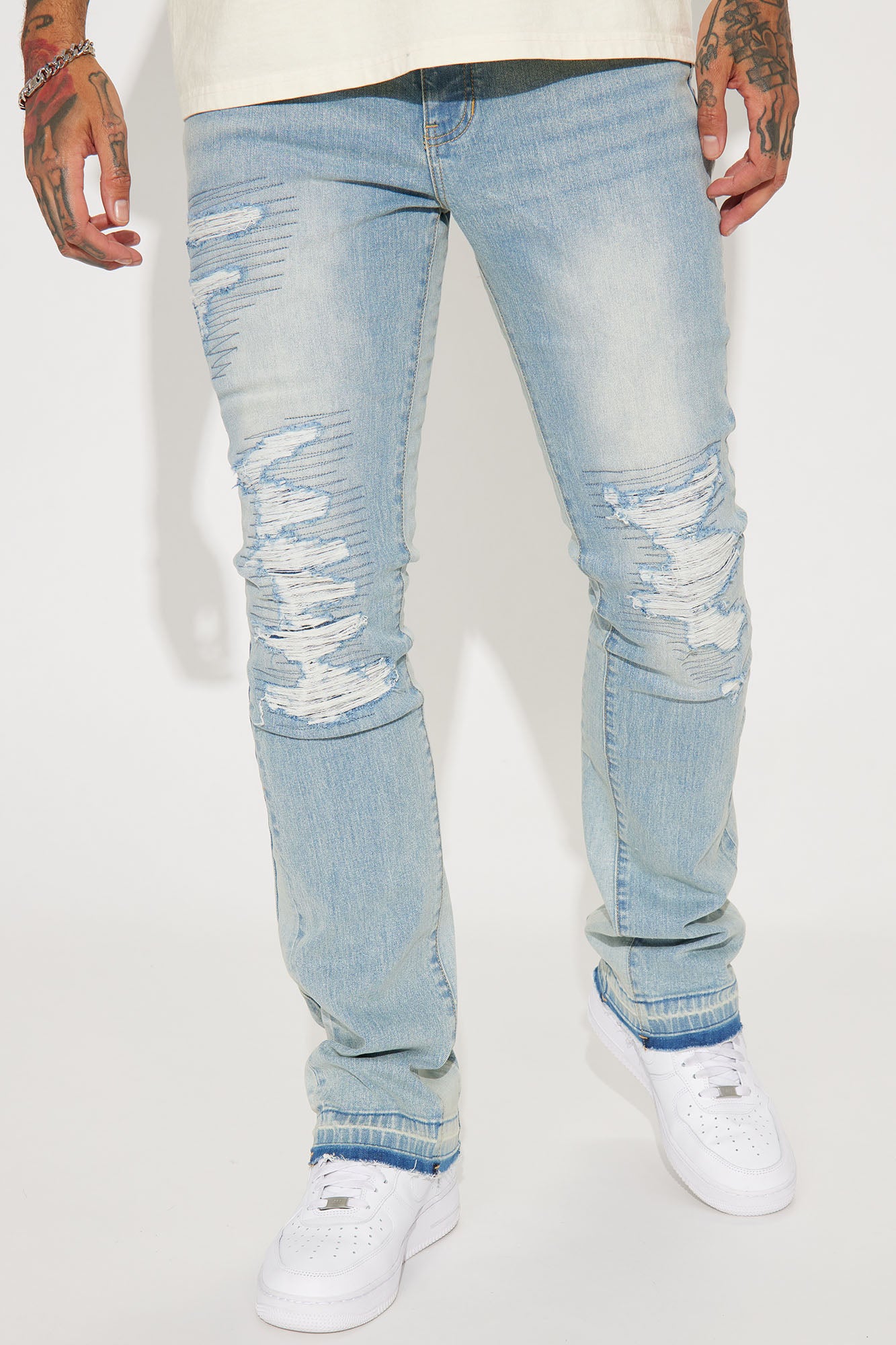 True North Stacked Skinny Flare Jeans - Light Blue Wash | Fashion