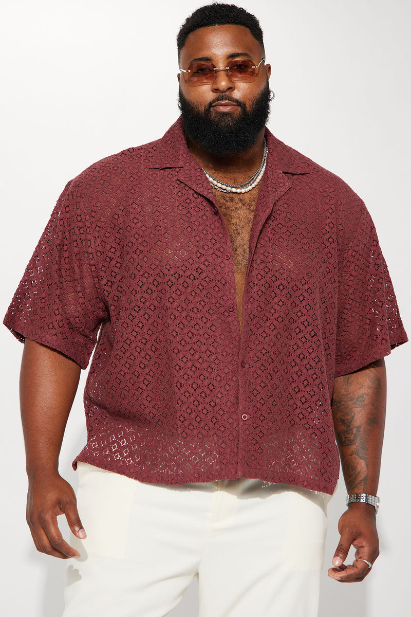 Shooting Star Textured Cuban Shirt - Burgundy | Fashion Nova, Mens ...