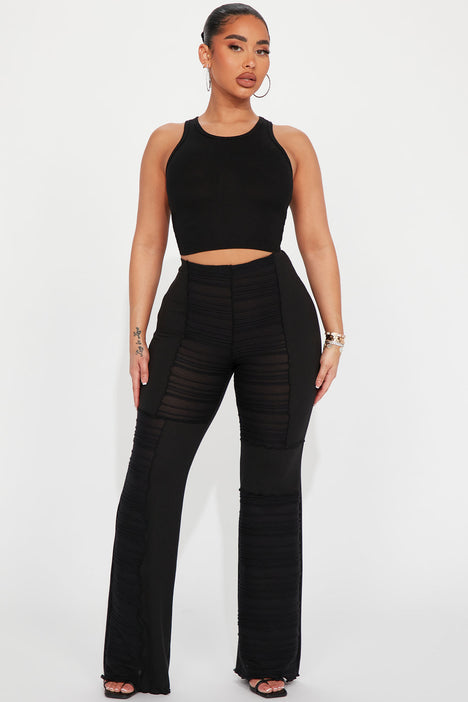 Mylah Ribbed Flare Pant - Black, Fashion Nova, Pants