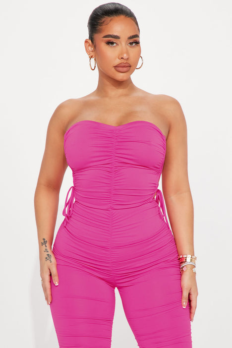 Ruched Tube Jumpsuit (Pink)