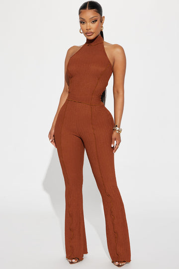 Macie Textured Pant Set - Mocha