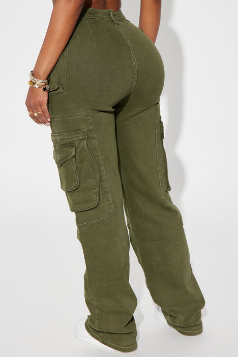 Ladies Cargo Pants Skinny Stretch Women's Jeans Green khaki 6 8 10