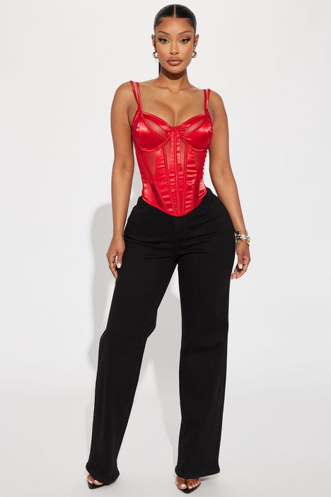 Lacey Mood Corset Top - Red  Fashion Nova, Shirts & Blouses