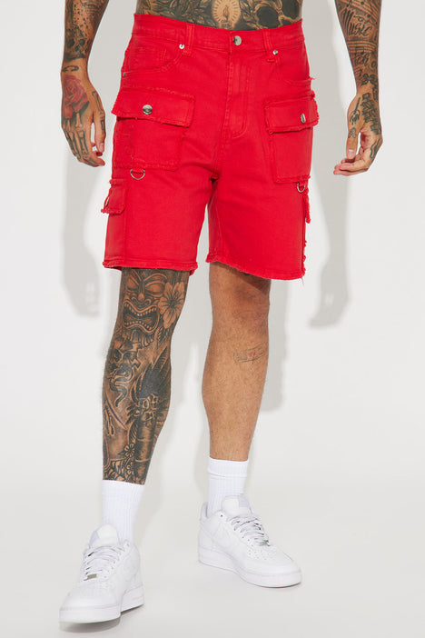 TucTuc TUC TUC - Red twill shorts with gathers and decorative buttons  'Basicos