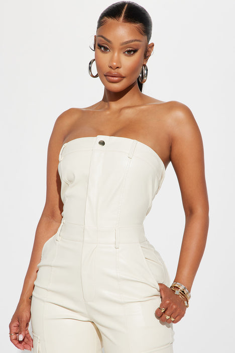 Edith White Strapless Jumpsuit