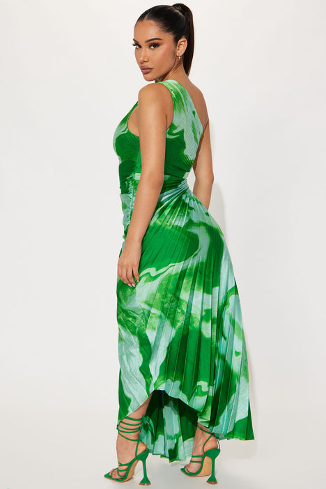 Nicole Pleated Maxi Dress - Green, Fashion Nova, Dresses