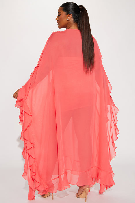 Coral Chiffon Maxi Dress