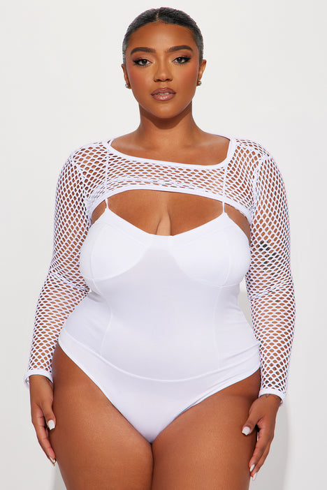 Gina Lace Bodysuit - White, Fashion Nova, Bodysuits