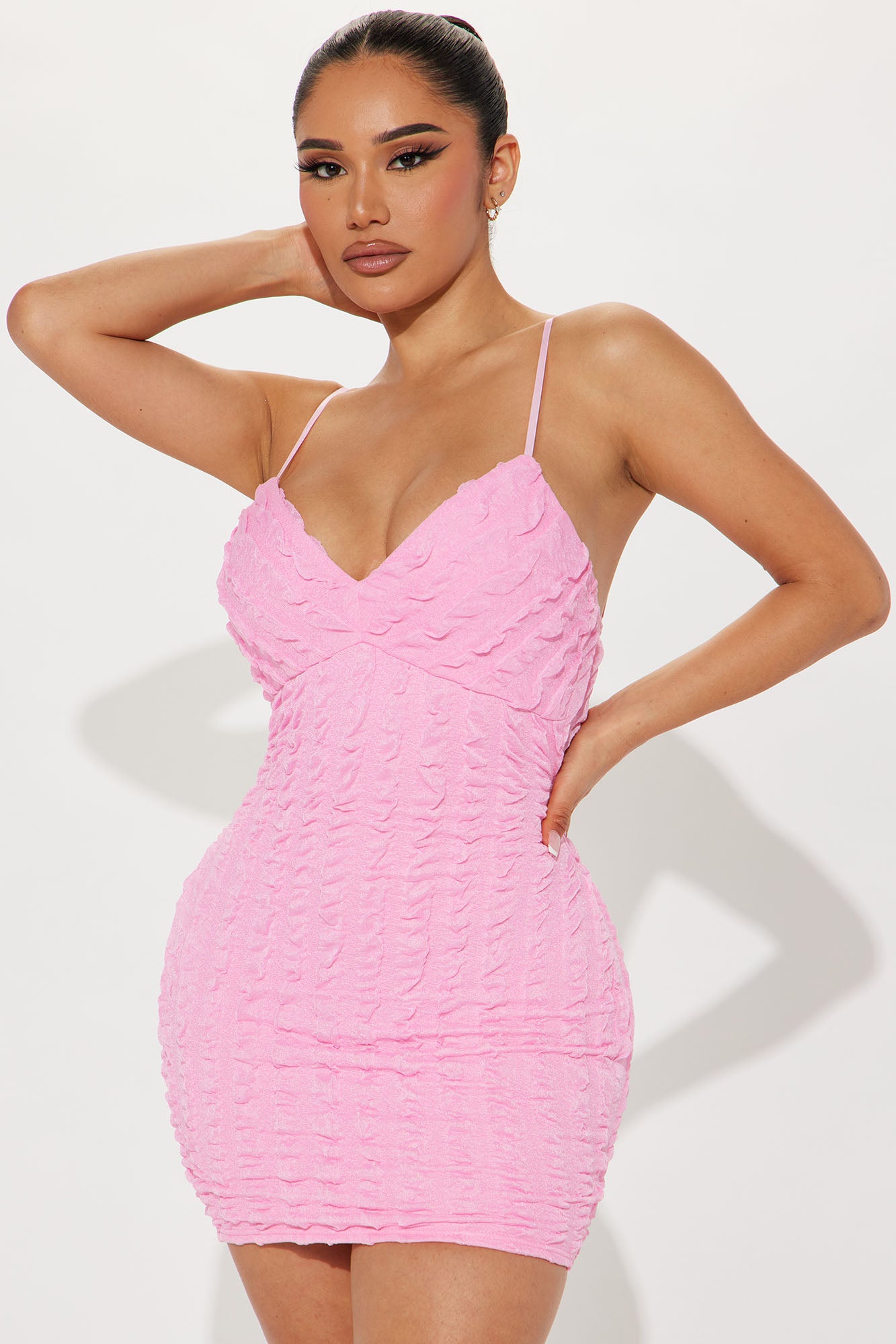 Celia Textured Mini Dress - Pink