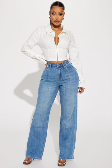 Sweet Love Straight Leg Jeans - Medium Blue Wash