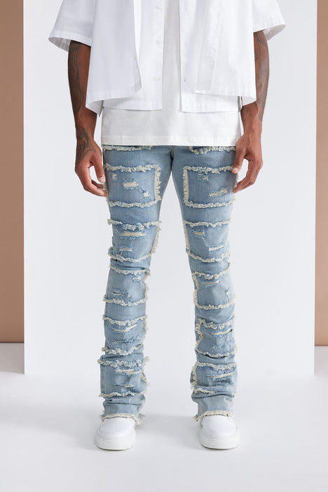 Shredded Stacked Skinny Flared Jeans - Black Wash, Fashion Nova, Mens Jeans