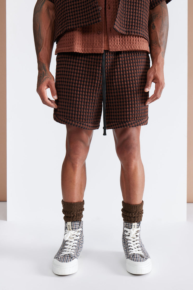 Dimensional Textured Warmup Shorts - Black/Brown | Fashion Nova, Mens ...